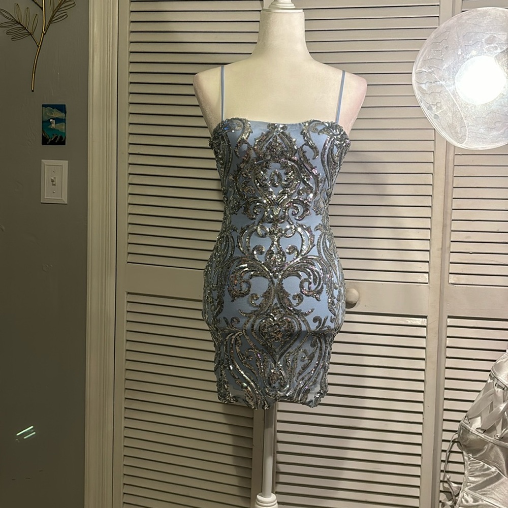 Blue sequin dress